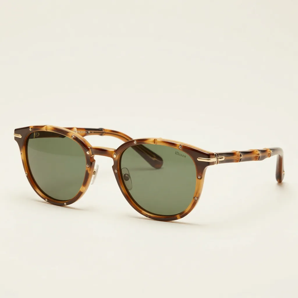 Wayfarer bamboo sunglasses on a light background