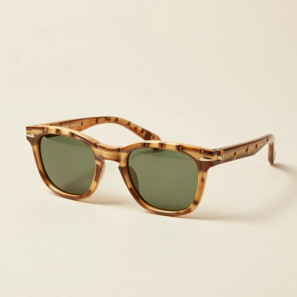 Sport bamboo sunglasses on a light background